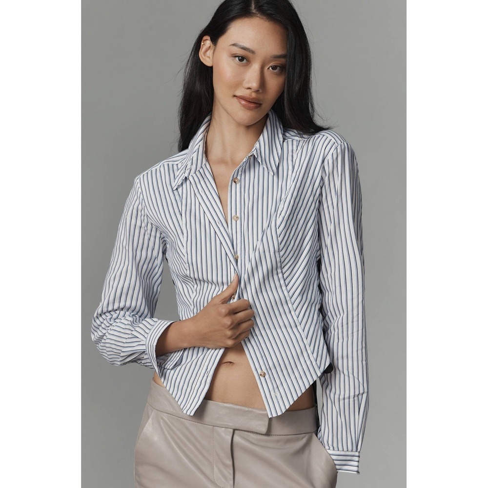 NWOT Maeve by Anthropologie Lace Up Button Down Shirt Sz XL Preppy Momcore $128